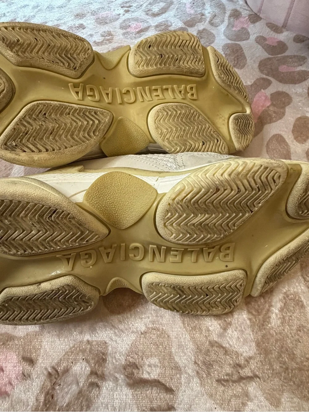 Balenciaga Cream and Black Lace Triple S Style Sneakers